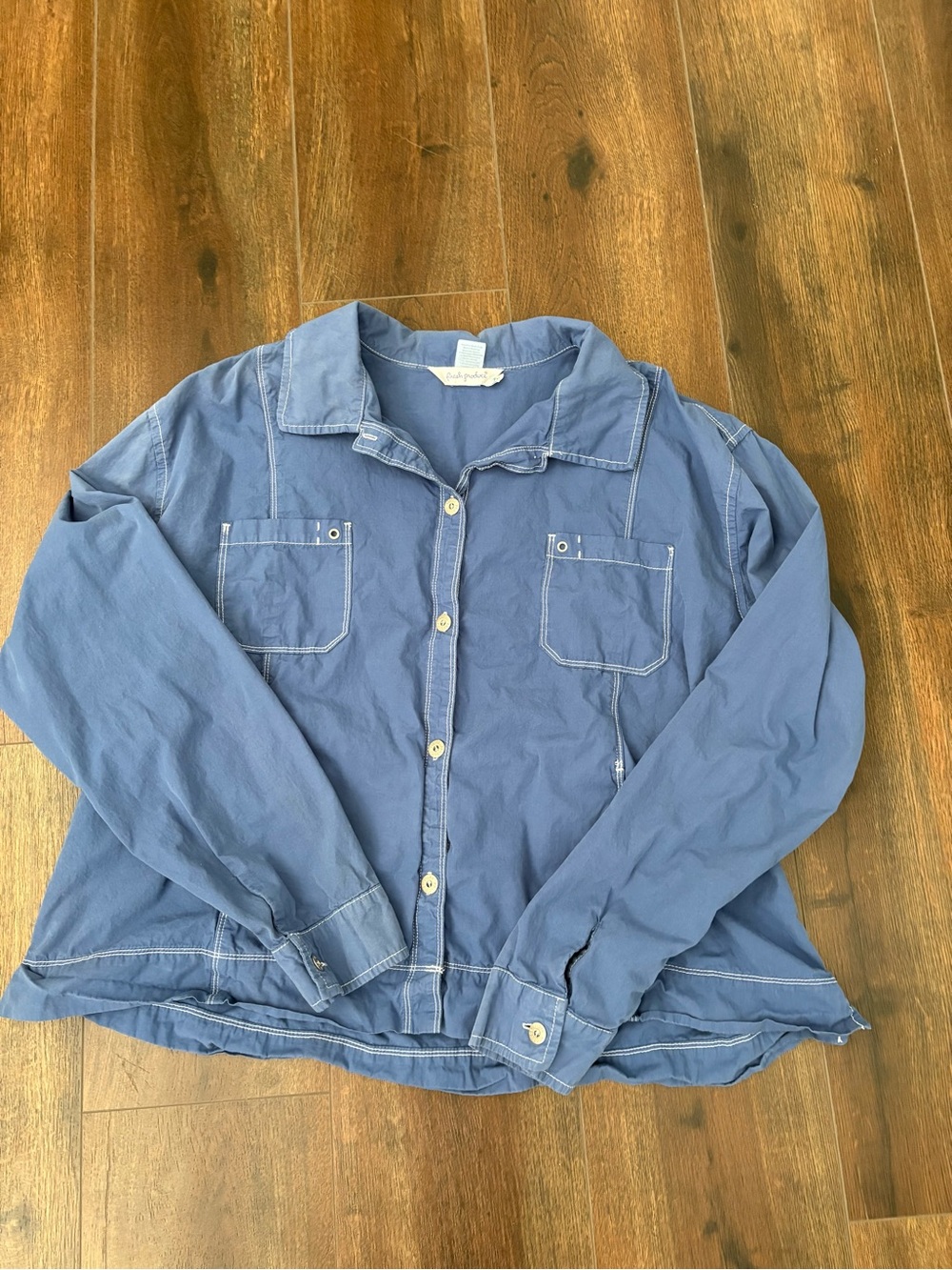 Fresh Produce Casual Blue Button-Up Light Jacket or shirt. 100% Cotton